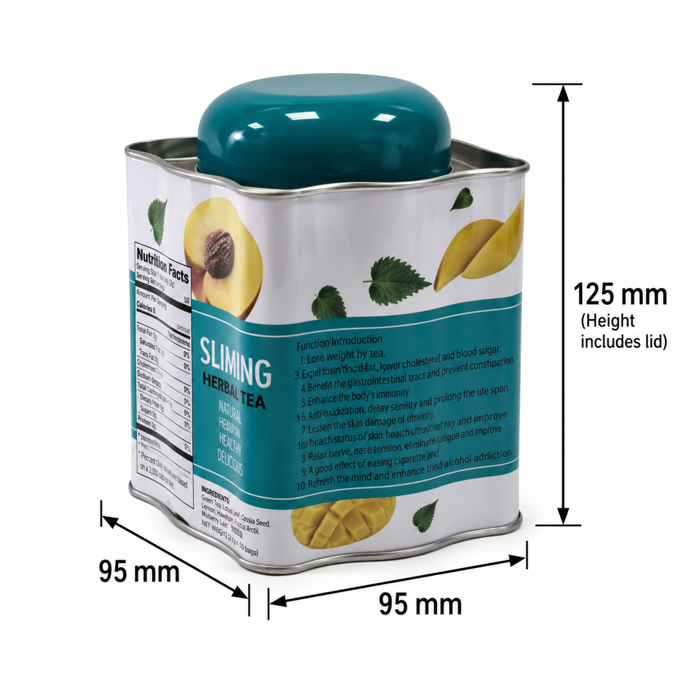 Custom Printed Square Tea Tin Can with Round Lid Metal Packaging for ...