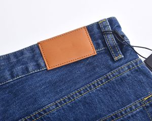 Logo personnalisé délavé coupe ample jambe large droite <span class=keywords><strong>jean</strong></span> vêtements de travail <span class=keywords><strong>français</strong></span> pour hommes bleu longueur de plancher denim - Product Image 4
