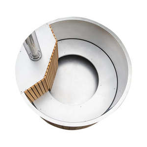 Vente directe du fabricant, bain à remous en bois massif pour 4 personnes, bain à remous extérieur en cèdre rouge avec poêle à bois, revêtement intérieur en acier inoxydable 304 - Product Image 4