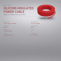 Fil de silicone UL3512 4 AWG 25mm² ignifuge, câble en cuivre étamé flexible pour démarrage de batterie, chargeur de VE, câble d'alimentation interne