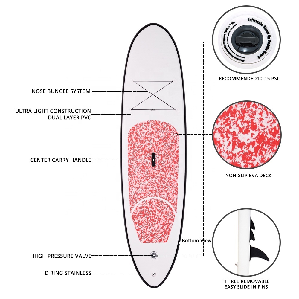 En gros paddle planche de surf gonflable de planche de surf avec ailerons amovibles
