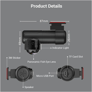 Enregistreur de caméra de tableau de bord de véhicule Wifi panoramique à 360 degrés 4K 2160P IR Vision nocturne voiture boîte noire DVR caméra vidéo-enregistreur pour voiture - Product Image 4
