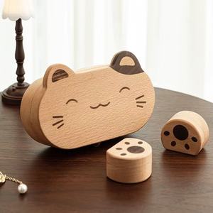 <b>Cat</b> Shaped Wooden Jewelry Box Solid Wood <b>Ring</b> Necklace Organizer Portable Storage Case For Women Gift - Product Image 3