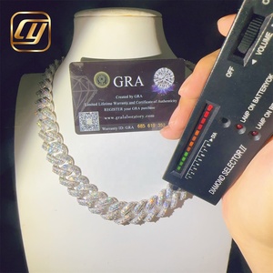 VVS Moissanite Diamond Pass Diamond Tester Hip Hop Jewelry Sterling Silver 925 Hip Hop 18MM <b>Iced</b> <b>Out</b> Cuban Link <b>Chain</b> Necklace - Product Image 3