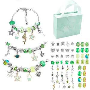 惠兰DIY绿色魅力合金珠子魅力手链用品女孩手链饰品手链制作套装礼品