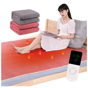 Stock wholesale soft king size portable switch warm pad over under throw heated heating electric blanket for winter bed