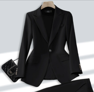 S-4xl 大码女式长袖职业套装正装办公服长裤两件套西装外套女式 - Product Image 2