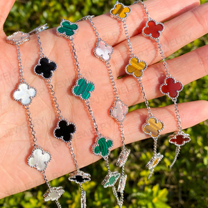 Orecchini a quadrifoglio in argento sterling 925 con pietre naturali, malachite e agata nera, per donna, vendita all'ingrosso SPJ - Product Image 6