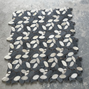 Mosaïque de marbre de luxe découpée au jet d'eau, motif floral en médaillon, pour la décoration des sols et des murs d'hôtels et de villas - Product Image 6