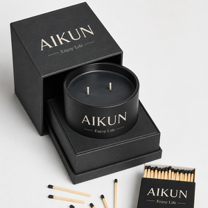 AIKUN Burgundy Matte Jar Luxury Gift Box Single <b>Wick</b> Soy Wax Fragrant Scented <b>Candle</b> for Holiday Decor Boutique Hotel - Product Image 2