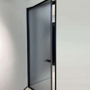 <span class=keywords><strong>Porte</strong></span> de salle de bain moderne en verre cannelé, <span class=keywords><strong>porte</strong></span> pivotante en aluminium, taille personnalisée, cadre ultra-fin, étanche, portes intérieures de toilettes - Product Image 2