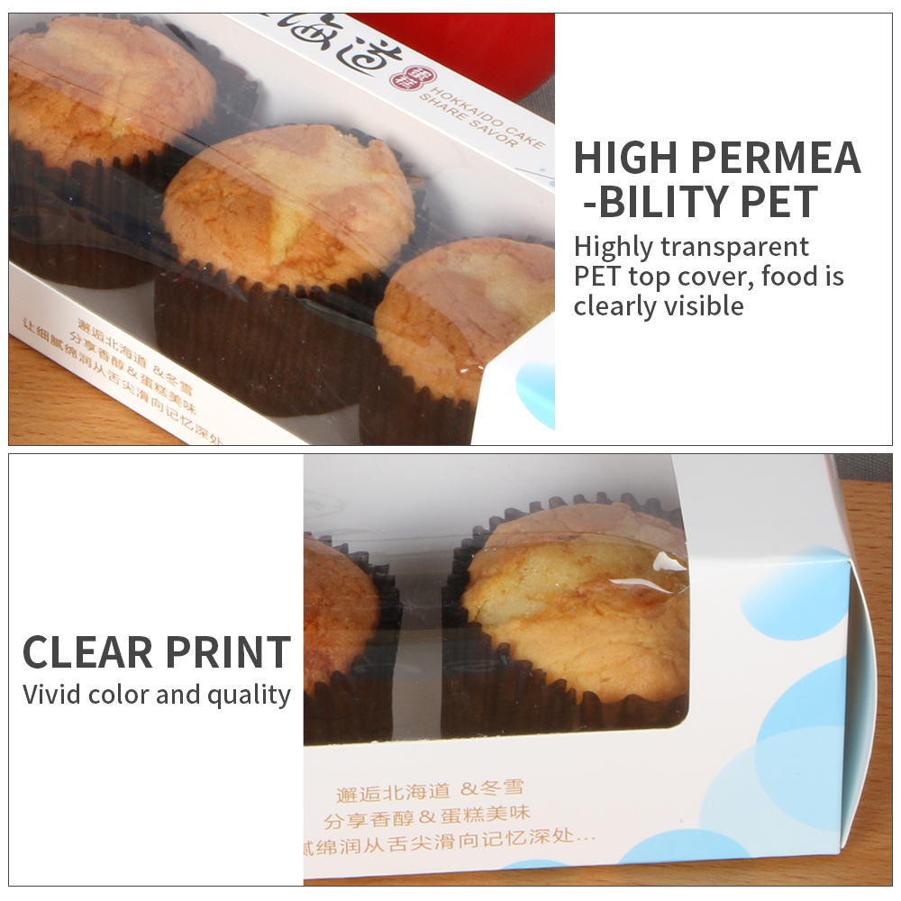 2-4 pieces Hokkaido chiffon cake printing open window transparent muffin box baked west point packaging box