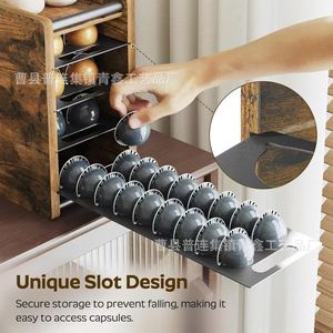 Organizador de Café Retro de Madera con 5 Niveles, Soporte Extraíble para Cápsulas, Bolsas de Té y Azúcar, de Madera Maciza y Acero Inoxidable - Product Image 3