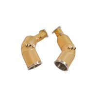 Downpipe Katalis Racing Stainless Steel Direct Fit Berkinerja Tinggi Tebal 1.5mm 100-500 Cell untuk Audi RS4 RS5 2.9T Warna Emas