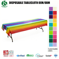 Nappe en PEVA à dégradé arc-en-ciel, 54 x 108 pouces, imperméable, jetable, rectangulaire, en plastique, pour pique-nique en plein air ou dans le jardin
