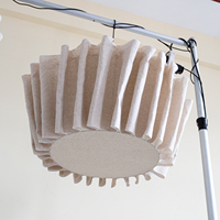Lampe suspendue en tissu plissé linéaire moderne Wabi-Sabi beige pour restaurant, salon, éclairage intérieur