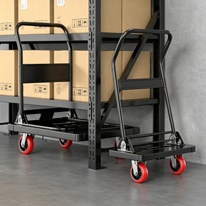 Chariot de manutention utilitaire, chariot à main pliable robuste, chariot à plateau pliable avec roues pivotantes 660 lb pour entrepôt, garage - Product Image 6
