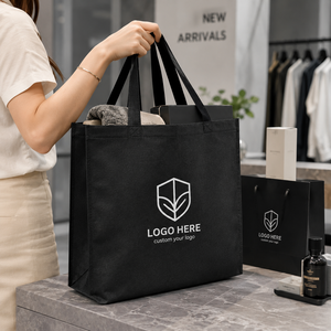 Wholesale Eco-Friendly Custom Size Shopping <b>Bags</b> Luxury Handbags Logo Printed Black Personalized Non-Woven <b>Bag</b> For Women - Product Image 5