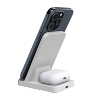 2-in-1 Individuelles Logo 5W 15W Qi Schnelllade-Pad Typ-C Mobiltelefon-Kopfhörer Kabelloses Ladegerät Halterung für iPhone & Ohrhörer