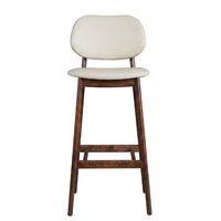 Tabouret de bar moderne rembourré, chaise de bar en bois beige et marron avec dossier, siège de comptoir pour cuisine, salle à manger, bar à domicile