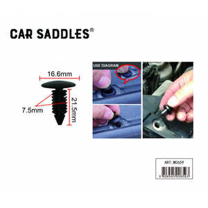 Rivets en plastique pour selle de voiture, 16,6 mm x 21,5 mm, noirs, pour la réparation de la carrosserie - Product Image 1