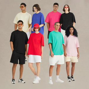 High Quality 220 Grams CVC SORONA Cotton <b>Tshirt</b> Breathable Oversized Unisex T shirt Men Custom Logo Solid T-shirt for men brand - Product Image 2