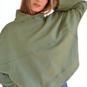 Sudadera Ligera de Poliéster/Algodón para Mujer con Logotipo Personalizado, Cuello Alto Simulado y Mangas Largas - Product Image 1