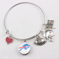 Bracelet tendance avec logo des équipes NFL, breloques « J'aime le football », bracelet fait main, cadeau de survie pour femme, fille, bijoux sportifs, vente en gros