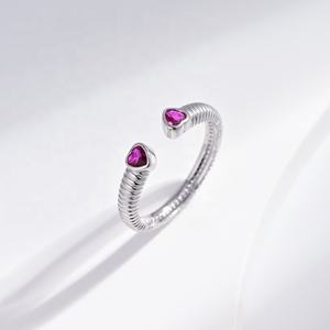 wholesale 925 plata sterling <b>silver</b> wedding colorful zircon <b>ring</b> heart clover adjustable <b>stack</b> stone gold plated <b>rings</b> for girls - Product Image 2