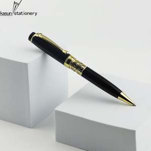 Stylo bille de luxe noir et or en métal - Design gravé complexe, stylo professionnel haut de gamme avec logo personnalisé pour cadeaux d'entreprise - Product Image 2