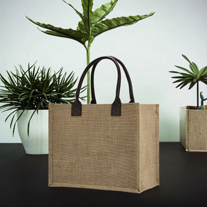 <strong>Wholesale</strong> <strong>Custom</strong> Printed Logo Zipper <strong>Jute</strong> <strong>Tote</strong> <strong>Bag</strong> Manufactured with Burlap Features Letter Pattern - Product Image 3