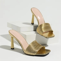 Sandales à talons pour femmes grandes tailles 36-43, modèle 2026, à lanières dorées métalliques, sexy, avec bride de cheville, pour fêtes et mariages