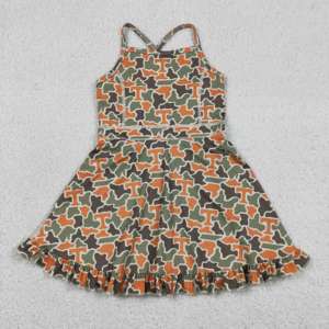 RTS Fashion Summer School Team Mascot Little Girls Casual Camouflage Athletic Wear Sleeveless Yoga Sister Dress Shorts Liner - Product Image 5
