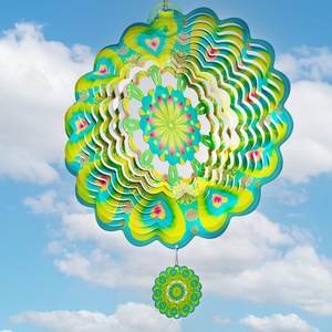 Molino de Viento Mandala Estrellado de 12 Pulgadas, Patrón Geométrico de Acero Inoxidable Cortado con Láser en 3D, Adornos de Jardín, Molino de Viento Colgante - Product Image 4
