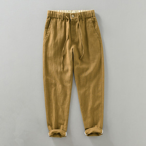 <span class=keywords><strong>Pantalon</strong></span> en Lin Rétro Japonais pour Homme, Coupe Ample, Couleur Unie et Respirant - Product Image 6