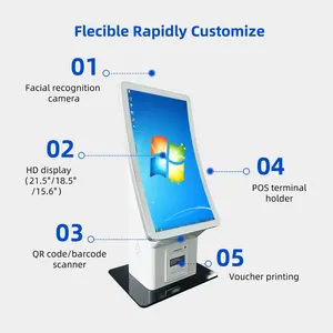 Portrait/landscape Display Mode 23.6'' Touch Monitor Scan And Pay Self Ordering Kiosk Cash Acceptor Cash Payment Kiosk