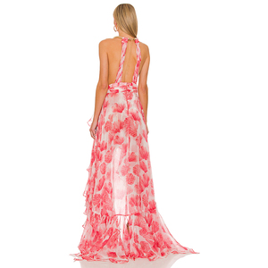Robe de soirée sexy pour femme, avec ourlet asymétrique, tenue imprimée, découpe frontale, à la mode - Product Image 3