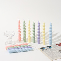 Handgemachte Spiral gewinde Soja Wachs Long Stick Aroma therapie Kerze Macaron Farbe Säulen kerzen