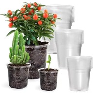 Pots de pépinière en PET transparent renforcé P474 Bluepro, 36 paquets, 3,5/4/5/6/6,5 pouces, avec trous de drainage, pots en plastique pour plantes, semis