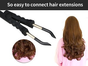 Fer à extensions capillaires professionnel avec plaques antiadhésives en PTFE, outil de fusion à pointe plate, température réglable 100-220°C, tension universelle, kit de salon - Product Image 6