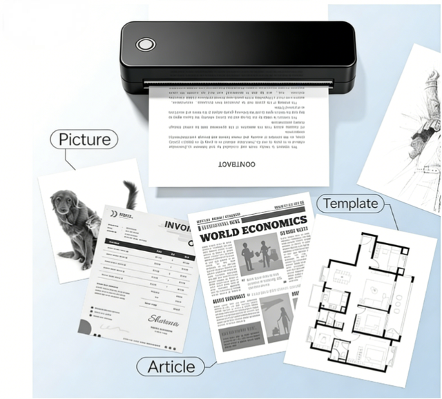 A4 Thermal Printer Mini Inkless Portable 203 Dpi Stock Mobile Phone Printer for Homework and Office