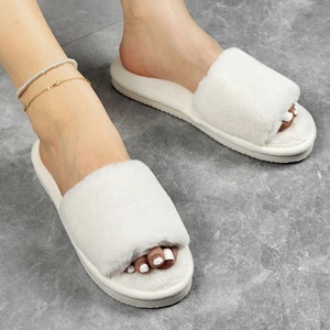 Breathable Warm Canvas Cotton Velvet Mules PVC Outsole Artificial Plush Lining Durable Flat-bottom <b>Women</b> All Seasons Evergreen - Product Image 2