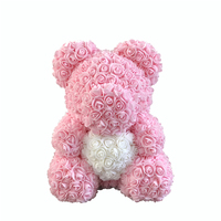 40cm de lujo PE Rosa perro oso Artificial de flores de espuma de oso de rosas con corazón, regalo para las mujeres de San Valentín regalo de boda