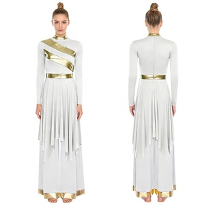 Traje de Danza de Adoración para Mujer, Vestido Tipo Túnica con Pantalones Anchos, Traje de Danza Litúrgica y Lírica, Vestido de Baile de Salón, Vestido Latino - Product Image 5