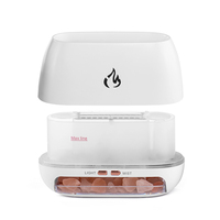 Diffuseur d'huiles essentielles à ultrasons à effet flamme en bois Grain Humidificateur à brume fraîche avec lumière nocturne d'ambiance colorée pour la décoration de la maison et du bureau