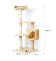 Cadre d'escalade intégré pour lit de chat avec plate-forme de saut en sisal et support d'arbre à chat jouet