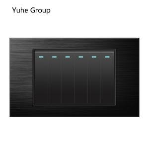 Panel de interruptores US BR de aluminio cepillado, interruptor de pared con luz, juego de interruptores de pared de 1/2/3/4/5/6 tomas. - Product Image 6