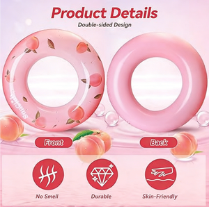 Bouées de piscine gonflables en PVC rose pêche en gros d'usine - Tubes et anneaux de natation pour la décoration de fêtes à la plage - Product Image 4