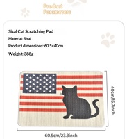 Tapis de griffage en sisal pour chat, coussin anti-griffures, résistant à l'usure, respirant, motif drapeau américain, pour chat noir