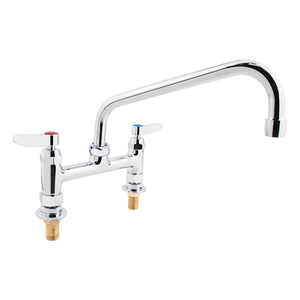 Robinet de cuisine moderne à double douchette, corps en laiton finition chromée, avec cartouche céramique et bec orientable de 10 pouces - Product Image 1
